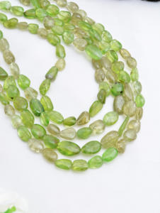 Peridoto natural de 16 pulgadas, cuentas lisas pulidas, natural, para la elaboración de joyería fina, collar de piedras preciosas - Product Image 5