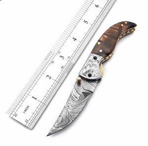Couteau de chasse artisanal en acier Damas de qualité industrielle, pointe clip, lame droite, manche en bois, lame non réglable, 8 pouces - Product Image 3