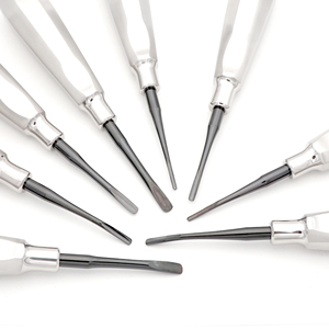 Kit de 8 instruments d'extraction dentaire à ligne noire, lames fines et aiguisées droites et courbées de 2mm, 3mm, 4mm, 5mm pour chirurgie - Product Image 1