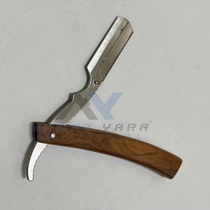 MAMAZ YARA Turkish Style Stainless Steel Straight Razor Sandalwood <b>Wooden</b> Handle Folding <b>Swing</b> Lock Shavette Disposable Blade - Product Image 6