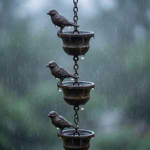 Attrape-pluie rustique en fer forgé pour oiseaux, décoration de jardin extérieure de 2,4 m, abri artisanal pour oiseaux, cadeau - Product Image 2