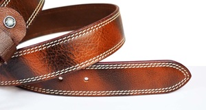 Cinturón casual occidental de moda, de cuero genuino de vaca, moldeado en una sola pieza, con diseño de cuentas y hebilla de aleación, de alta resistencia. - Product Image 3