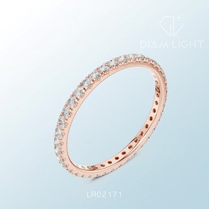 Diam Light Lab Grown Diamond Pav Band 14K White Gold IGI Certified Luxury Engagement Ring Half Eternity Wedding Women Gifting - Product Image 6