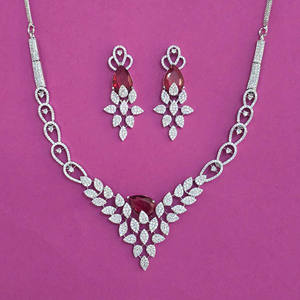 Fashion Jewellery Wholesalers in India Zircon Classic Women's Necklace with <b>Rope</b> <b>Chain</b> and 2 Tone Plating for Anniversary 444010 - Product Image 5