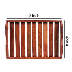 Bandeja de servicio de madera de mango de Acacia única de tamaño personalizado para comida para el hogar, hotel, restaurante, uso personalizable, producto de súper mercado - Product Image 2