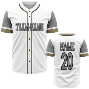 Camiseta de Béisbol Personalizada para Hombre, con Botones, en Oro Blanco, Transpirable, Uniforme Deportivo para Equipos de Softbol - Product Image 1