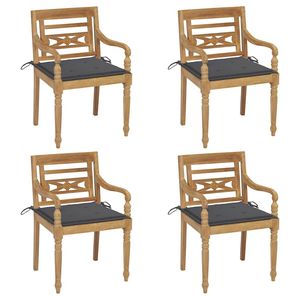 Ensemble de 4 chaises de jardin Batavia en teck massif, durables et de taille moyenne, type de chaise Batavia - Product Image 1
