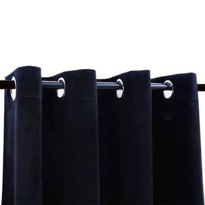 2 pezzi 54 "x 63" tende oscuranti in velluto nero con anelli mantovane oscuranti - Product Image 3