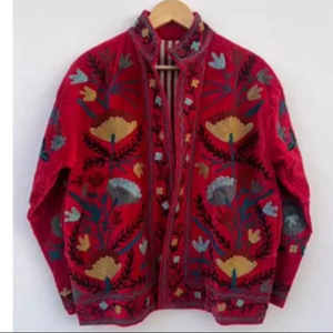 Handmade Suzani Velvet Jacket Embroidered Boho Winter <b>Coat</b> One Size Wholesale Bulk OEM ODM Factory Supplier - Product Image 1