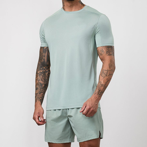 Camiseta Deportiva de Secado Rápido para Hombre, Manga Raglán, Corte Regular, Tejido de Punto, Logotipo Personalizado Bordado, Ropa de Gimnasio OEM - Product Image 1