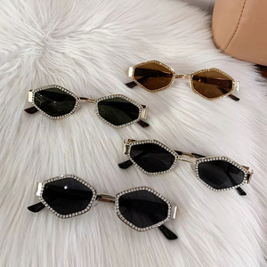 2025 Trendy Hot Sale Fashion Metal Retro Oval Designer Diamond UV400 <b>Sunglasses</b> Men Custom logo Outdoor <b>Sunglasses</b> Women - Product Image 2