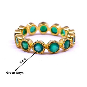Party Wear 925 Sterling Silver Gold Plated Jewelry <b>Green</b> onyx Gemstone Women Wear Classic <b>Ring</b> - Product Image 4