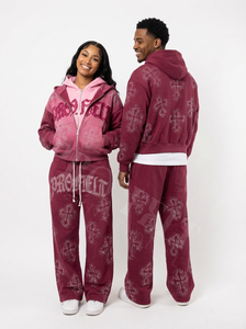 Survêtement personnalisé à motif croix en strass, zippé, unisexe, confortable, ensemble deux pièces (hoodie et pantalon de survêtement) - Product Image 3