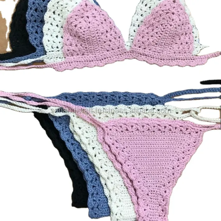 Crochet Lace Bra lette Set-Häkel-Bikini-Muster-Brasilia nische Unterteile-Dessous-Boho Festival Wear