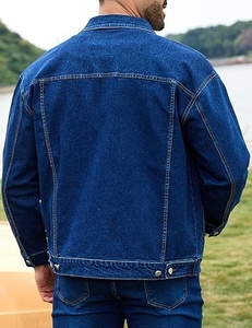 Men's Classic Denim Jacket Solid Color Turn-down Collar Casual Style Single Breasted <b>Button</b> Front Regular Fit Autumn Wear - Product Image 2