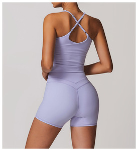 Nuevo Conjunto Deportivo para Mujer, Top Deportivo Sin Tirantes, Shorts Ajustados, para Yoga, Fitness y Deportes al Aire Libre, Bigwood - Product Image 6