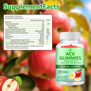 Oem Odm Gommes au vinaigre de cidre avec vitamine B12 pour la digestion, le métabolisme stimule la santé de la peau des cheveux - Product Image 2