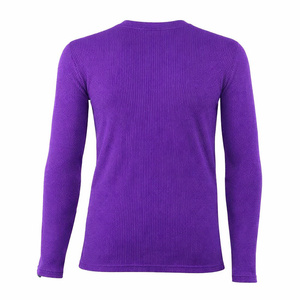 เสื้อแขนยาวคอกลมผ้าฝ้ายสีม่วงสำหรับผู้ชาย เนื้อผ้าวาฟเฟิล ระบายอากาศได้ดี เหมาะสำหรับออกกำลังกาย ฟิตเนส หรือใส่ในฤดูใบไม้ร่วง - Product Image 2