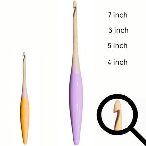 Ganchos de ganchillo personalizados ergonómicos 4 mm estilo <span class=keywords><strong>simple</strong></span> de madera - Product Image 3