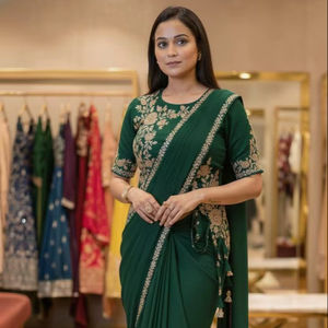 Sari brodé prêt-à-porter moderne pour femmes avec une finition riche - Product Image 1