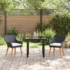 Ensemble de salle à manger de jardin en polyrotin noir 3 pièces avec coussins - Product Image 4