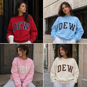 Sudadera de cuello alto para mujer con bordado de letras DEW personalizado, estilo oversize, informal, ropa urbana, venta al por mayor, marca privada - Product Image 6