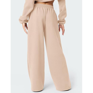 Pantalon de jogging femme coupe droite taille basse en molleton épais uni, élastique, ample et oversize pour la détente - Product Image 5