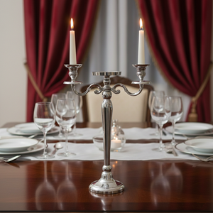 Wholesale <b>Silver</b> Table Candelabra Detachable Metal Candle Holder Stand for Party Rentals and Wedding Floral Arrangements - Product Image 1