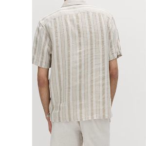 Linen <b>Blend</b> Striped Short Sleeve Shirt for Men Relaxed Fit Soft Breathable Casual Summer Holiday Resort Wear - Product Image 3