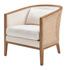 Chaise longue en teck avec dossier en rotin – Design minimaliste scandinave - Product Image 1