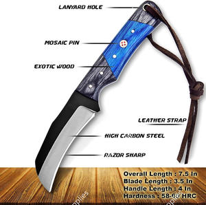 Cuchillo de Caza y Camping de Acero Inoxidable Forjado a Mano, de Alta Calidad, con Hoja Biselada Afilada, Mango de Madera Pakka, OEM - Product Image 6