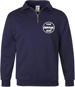 Sweat-shirts à fermeture éclair 1/4 en coton 100% avec logo brodé personnalisé - Écologiques et respirants - Product Image 3