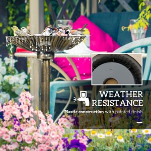 Vasca per Uccelli Decorativa in Bronzo Anticato da 32 Pollici con Piedistallo, Fioriera e Statue di Uccelli - Product Image 5