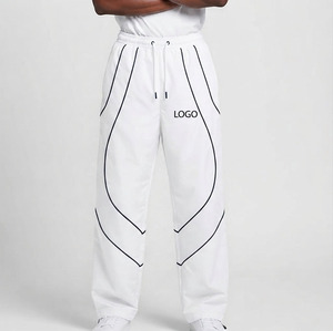 Unisex Custom Logo Contrast Stripe Men Oversized Windbreaker Nylon <b>Pants</b> Four Way Stretch Streetwear <b>Pants</b> - Product Image 1