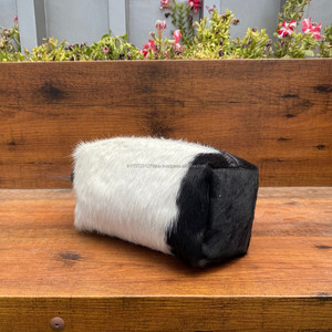 New Western Genuine Hair on Cowhide Leather Tassel Toiletry Bags Stylish Cosmetic Bags <b>for</b> <b>Makeup</b> <b>Storage</b> Travel Organizer Box - Product Image 3