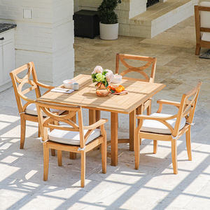 Mesa de Comedor de Madera de Teca Hecha a Mano, Ecológica, Duradera y de Diseño Moderno para Patio, Villa o Uso en Hostelería - Product Image 2