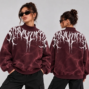 Sudadera de algodón sólido con hombros caídos y cuello simulado, corte holgado extragrande, talla grande, forro polar, bordado personalizado, para mujer, invierno - Product Image 1