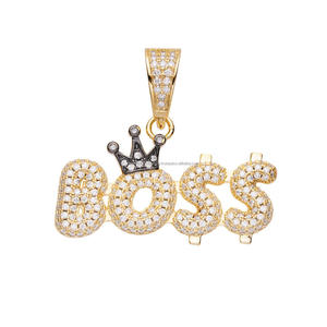 Custom " BOSS " Letter Pendant Moissanite Diamond Hip Hop <b>Chain</b> <b>Iced</b> <b>Out</b> Necklace Gold Jewelry - Product Image 2