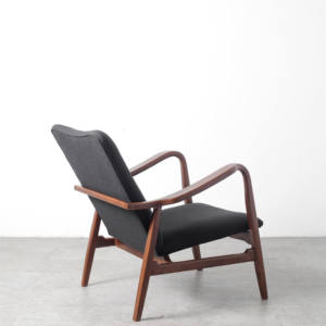 Fauteuil modulaire éco-responsable, minimaliste, artisanal, en teck massif, rembourré de mousse, recouvert de tissu, confortable, style mid-century. - Product Image 2
