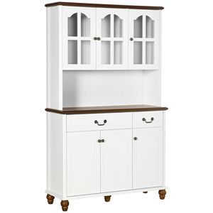 "6-Door Freestanding White <b>Pantry</b> with 2 Drawers & 3-Level Adjustable Shelves for <b>Kitchen</b> Storage" - Product Image 1
