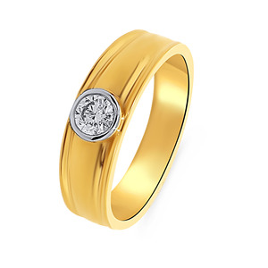 Spherical Simplicity <b>Men</b> Solitaire <b>Ring</b> Premium Yellow Gold Round Diamond Solitaire <b>Ring</b> <b>for</b> Women Classic Bezel Setting Wedding - Product Image 1