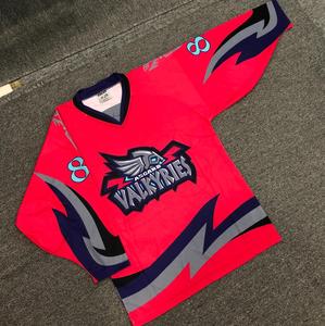 Maillot de hockey sur glace personnalisé Asgard Valkyries, sublimation, couleur personnalisée, manches longues, col en V, respirant, unisexe, adulte, coupe classique - Product Image 3