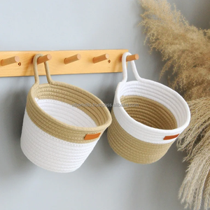 3 Tier Cotton Wall <b>Basket</b> Boho Home Wall Decorative Hanging <b>Basket</b> Cotton Rope <b>Basket</b> <b>for</b> Books <b>Flowers</b> Toys - Product Image 5