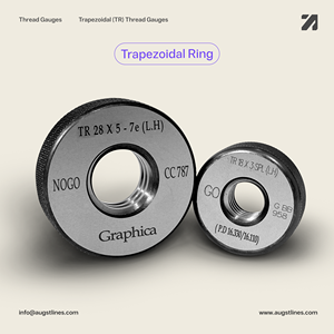 Trapezoidal Thread Ring <b>Gauges</b> Tr 20X4, Tr 26X5, Tr 32X6, Tr 44X7, Tr 50X8 7e, 8e External Thread Inspection GO NOGO AUGST LINES - Product Image 3