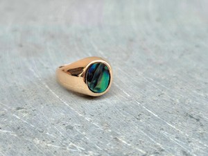 Oval <b>Abalone</b> <b>Shell</b> Ring 925 Sterling Silver 14K Gold Plated Gemstone Signet Ring Elegant Jewelry For Women - Product Image 5