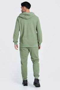 Men's Light Blue Hooded Tracksuit Full Length Sweatshirt Jogger <b>Set</b> Solid Color Casual Spring Wear 100% Cotton Breathable - Product Image 5