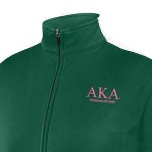 Chaqueta Deportiva Verde para Mujer con Cierre Completo, Logotipo Bordado en Rosa, Manga Larga, Ropa Deportiva Informal, Cómoda y a la Moda - Product Image 4