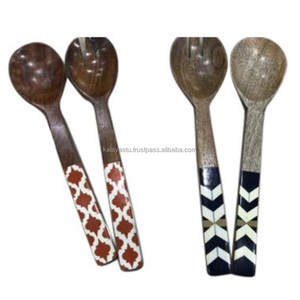 Juego de cubiertos de madera pulida marrón, ecológico, diseñado a mano, de cinco piezas con soporte para el hogar, accesorio para gatitos. - Product Image 6