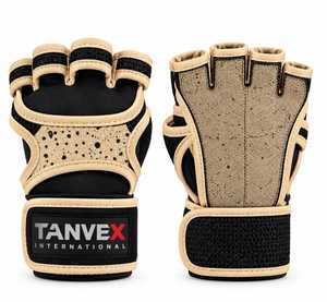 TANVEX INTERNATIONAL PU Half <b>Finger</b> Gym Gloves Mesh Breathable Non-Slip Adjustable Wrist <b>Strap</b> Unisex Fitness Training Glove - Product Image 4