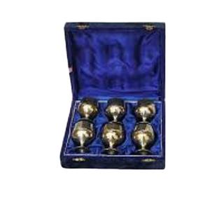 Antique-Look Embossed Design Brass Wine Goblet Silver Plated Metal Goblet - Product Image 1